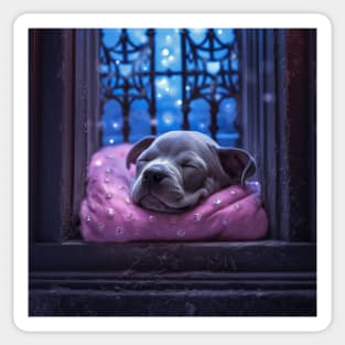 Sleeping beauty Staffy puppy Sticker